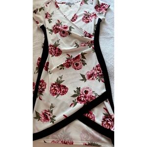 Floral Wrap Dress with Black Accents